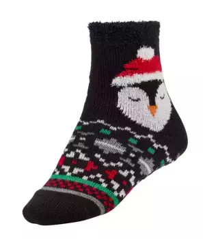 Молодежные праздничные носки до щиколотки Northeast Outfitters Cosy Cabin с изображением значка, цвет Black Penguin