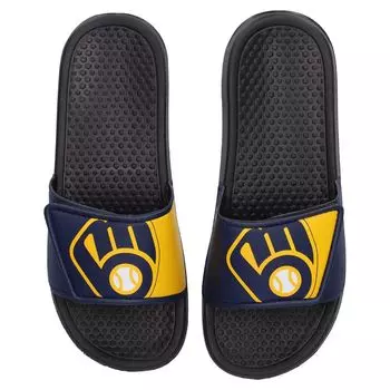 Молодежные шлепанцы Legacy с цветными блоками и большим логотипом FOCO Milwaukee Brewers Unbranded