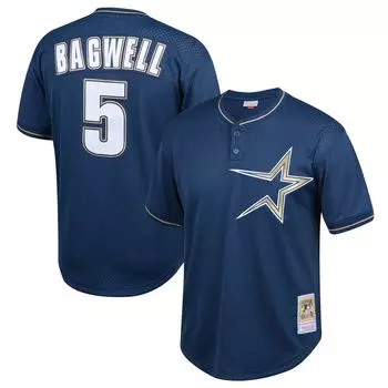 Молодежный Джерси Mitchell & Ness Jeff Bagwell Navy Houston Astros Cooperstown Collection, сетчатый тренировочный трикотаж Unbranded