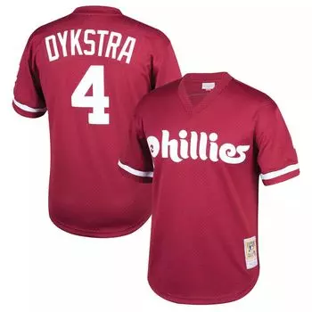 Молодежный Джерси Mitchell & Ness Lenny Dykstra Burgundy Philadelphia Phillies Cooperstown Collection Mesh Batting Practice Jersey Unbranded
