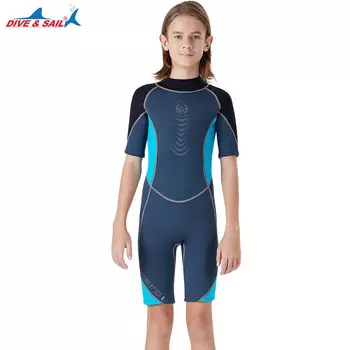 Молодежный гидрокостюм SBART Defsel 2,5 мм, детский комбинезон с короткими рукавами, черный — обратите внимание на размер при размещении заказа