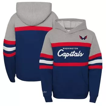 Молодежный пуловер с капюшоном Mitchell & Ness Navy Washington Capitals Head Coach, цвет Cap Navy