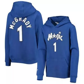 Молодежный пуловер с капюшоном Mitchell & Ness Tracy McGrady Blue Orlando Magic Hardwood Classic Name & Number Unbranded