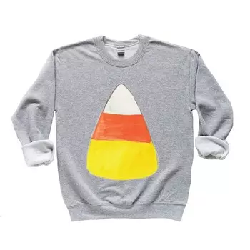 Молодежный свитшот с рисунком акварельной кукурузы Candy Corn The Juniper Shop, цвет Heather Grey