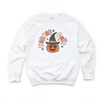 Молодежный свитшот с рисунком Wicked Cute Pumpkin The Juniper Shop, белый