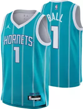 Молодёжная Джордан Шарлотт Хорнетс Ламело Болл #1 Бирюзовая майка Swingman Nike