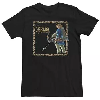 Молодёжная мужская футболка с квадратным плакатом Nintendo Legend Of Zelda Breath Of The Wild Link Licensed Character