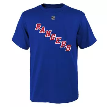 Молодёжная синяя футболка с именем и номером Алексиса Лафреньера «Нью-Йорк Рейнджерс» Outerstuff