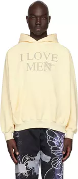 Молящаяся желтая мужская толстовка с капюшоном I Love Praying
