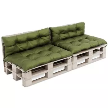 MOLTICO подушка для поддона накладки для поддона водонепроницаемые для улицы КОМПЛЕКТ: 2 подушки для сиденья 120x80x14 см, 2 подушки для спины 120x40x14 см - зеленые, зеленый