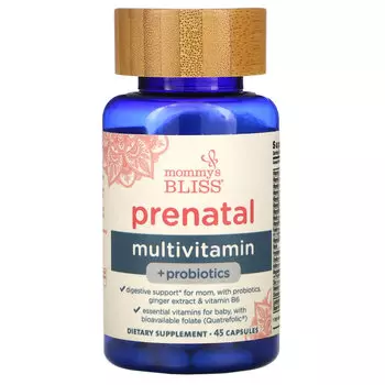Mommy's Bliss, пренатальные витамины с пробиотиком, 45 капсул