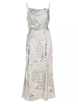 Mon Amour Milana Платье-комбинация из шелкового атласа с принтом Cinq Sept, мультиколор