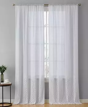 Monaco Premium Мягкие декоративные кружевные полупрозрачные стержни с эффектом омбре, фильтрующие свет, карманные оконные занавески, драпировочные шторы для спальни и гостиной — набор из 2 панелей HLC.me, белый