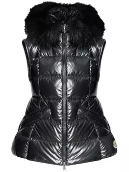 Moncler anse жилет с воротником из овчины, черный