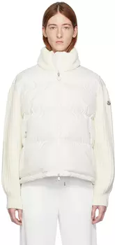 Moncler Белый пуховик со вставками