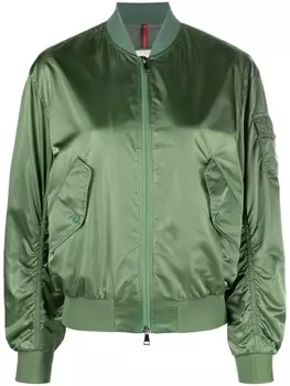 Moncler бомбер с нашивкой-логотипом, зеленый