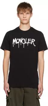Moncler Черная футболка с принтом