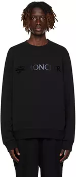 Moncler Черный свитшот, потертый в готовом виде