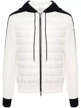 Moncler дутое худи на молнии, белый
