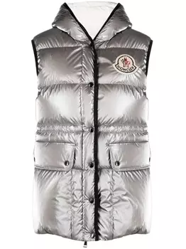 Moncler дутый жилет Hera с капюшоном, серебристый