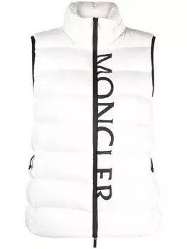 Moncler дутый жилет с логотипом, белый