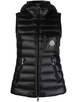 Moncler дутый жилет с логотипом, черный