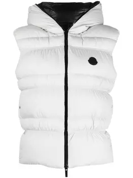 Moncler дутый жилет с нашивкой-логотипом, серый