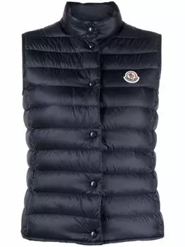 Moncler дутый жилет с нашивкой-логотипом, синий