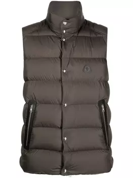 Moncler дутый жилет с нашивкой-логотипом, зеленый