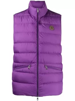 Moncler дутый жилет Treompan с нашивкой-логотипом, фиолетовый
