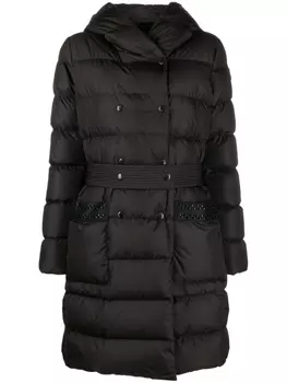 Moncler двубортный пуховик, черный