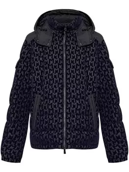 Moncler двусторонний пуховик с монограммой, синий