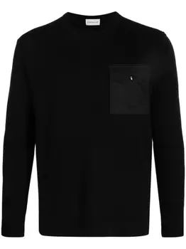 Moncler джемпер тонкой вязки с тисненым логотипом, черный