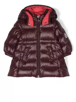 Moncler Enfant блестящий пуховик А-силуэта, красный