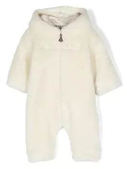 Moncler Enfant боди с капюшоном и вышитым логотипом, белый