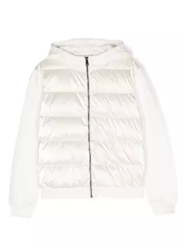 Moncler Enfant дутое худи на молнии, белый