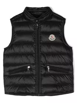 Moncler Enfant дутый жилет на молнии, черный