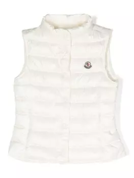 Moncler Enfant дутый жилет с нашивкой-логотипом, белый