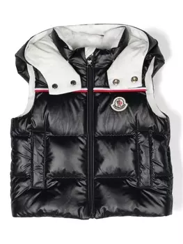 Moncler Enfant дутый жилет с нашивкой-логотипом, синий