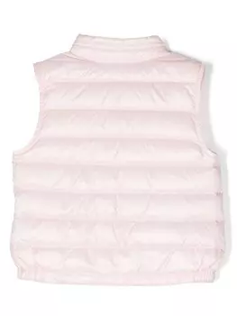 Moncler Enfant дутый жилет с нашивкой-логотипом, розовый