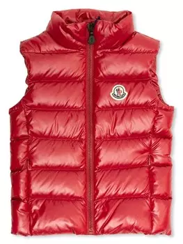 Moncler Enfant дутый жилет с нашивкой-логотипом, красный
