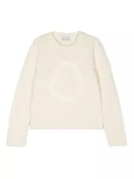 Moncler Enfant джемпер из смеси натуральной шерсти и кашемира с вышитым логотипом, белый