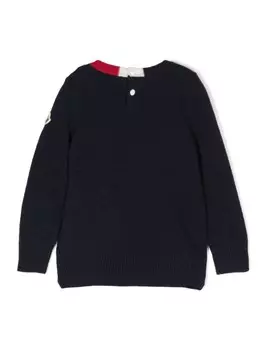 Moncler Enfant джемпер из смесовой вирджинской шерсти с вышитым логотипом, синий