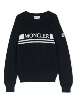 Moncler Enfant джемпер с вышитым логотипом, синий