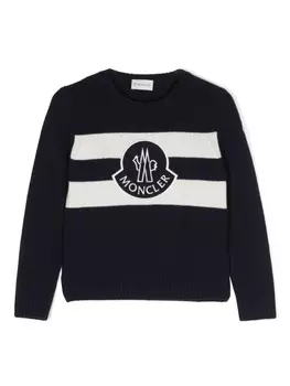 Moncler Enfant джемпер с вышитым логотипом, синий
