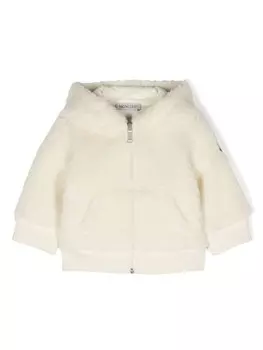Moncler Enfant флисовое худи на молнии, белый
