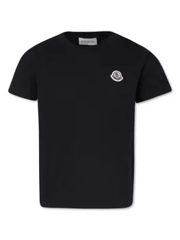 Moncler Enfant футболка из хлопка с логотипом, черный