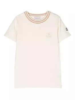 Moncler Enfant футболка из хлопка с логотипом, белый