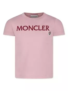 Moncler Enfant футболка из хлопка с логотипом, розовый