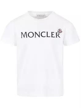 Moncler Enfant футболка из хлопка с логотипом, белый